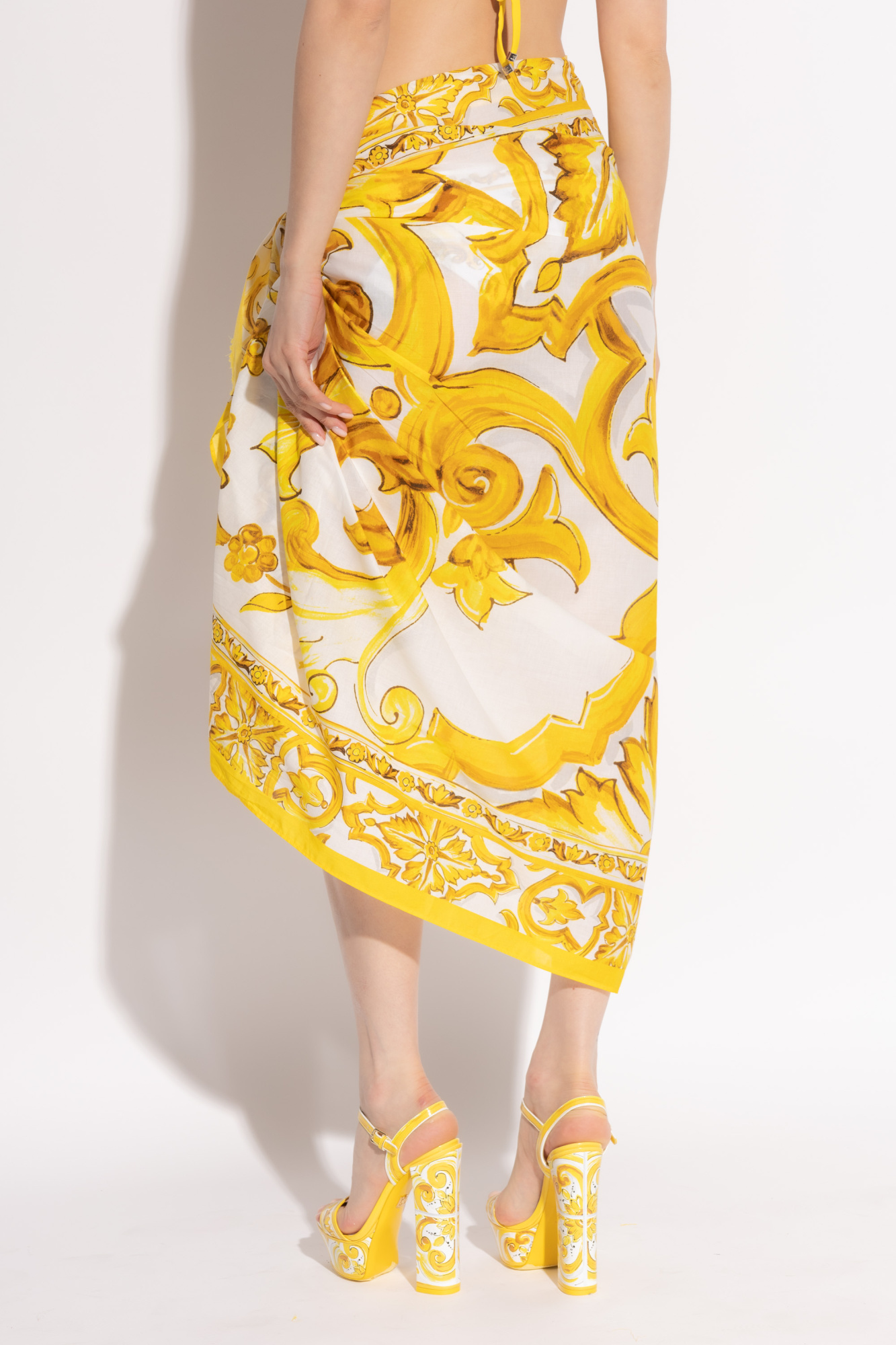 Dolce & Gabbana フローラルプリント シルク スカート イエロー Floral silk chiffon minidress in yellow - Dolce Gabbana